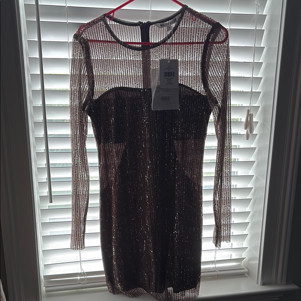Walter Baker Elegant Sheer Black and Gold Dress